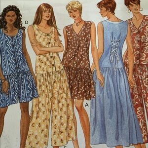 Drop Waisted Dress Patterns Size 12-14-16. Not Cut. Sewing Patterns